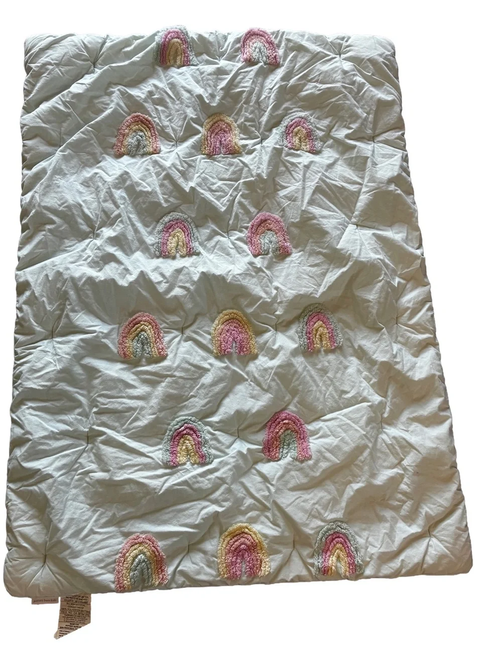 Pottery Barn Kids Candlewick Rainbow Blue Crib Toddler Comforter